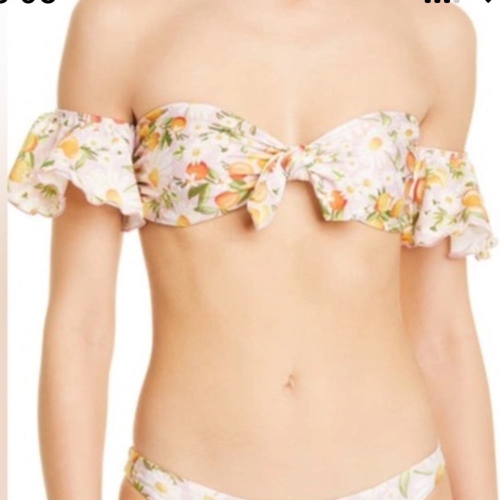 FARM RIO Tangerine Dream Smocked Bikini Top medium